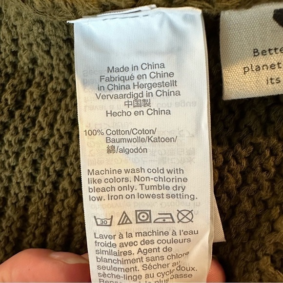 Madewell Olive Green Ruffle Chunky Knit Cardigan Sweater - Picture 6 of 6